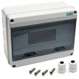 Fielect Circuit Breaker Box 12 Way ABS Plastic Distribution Protection Box IP65 Waterproof Distribution Box with Transparent Cover, 250 x 195 x 110mm / 9.84" x 7.67" x 4.33"