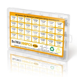 SciWil 390-Piece Compression Spring Assortment Kit, 28 Sizes Small Springs Set, Stainless Steel Rust-Resistant Mechanical Mini Springs for Hobby Crafting and DIY Repair Project