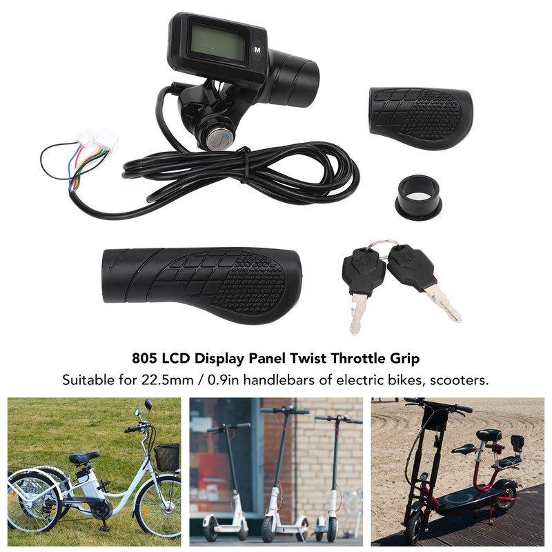 805 LCD Display Panel Throttle Grip Set Electric Bike Scooter