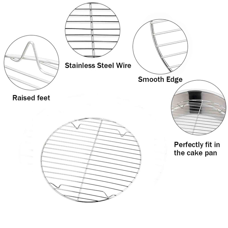 TeamFar Round Cooling Rack Set of 2, 7½ Inch Round