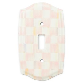 MACKENZIE-CHILDS Enamel Switch Plate, Light-Switch Cover, Single Toggle, Pink-and-White Rosy Check