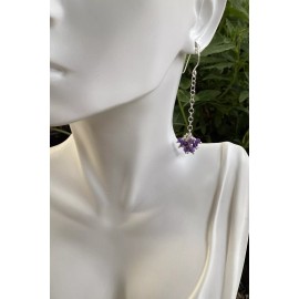 Handmade Sterling Silver Amethyst Dangle Earrings, Drop Earrings, February Birthstone