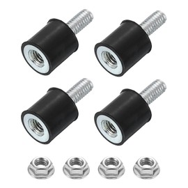 sourcing map M4 Rubber Mounts, 4Pcs 10x10mm(DxH) Rubber Cylindrical Anti Vibration Isolator Shock Absorber with Lock Nut for Car Bobbin Generator Air Compressors