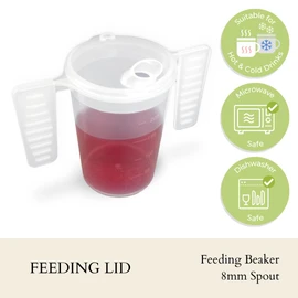 Wing Handled Beaker with Feeding Lid - Pack of 10 | Adult Beakers for Elderly Dementia Cup Adult Feeding Cup for Elderly Two Handled Feeding Cup Large Spouted Feeding Lid