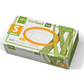 Medline AloeTouch Ice Nitrile Exam Gloves, 200 Count, Small, Powder Free, Disposable, Soothes Hands, Tear Resistant, Multi-use Healthcare Tasks