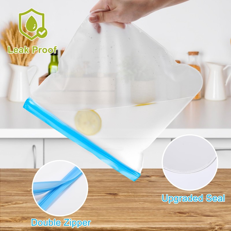 Lerine 6 Pack Reusable Gallon Freezer Bags Dishwasher Safe, BPA