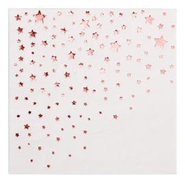 Elegantes servilletas de oro rosa de 5 x 5 pulgadas, paquete de 100 servilletas de estrella – Elegantes servilletas de cóctel de oro rosa – Servilletas de papel desechables de 3 capas – Servilletas de fiesta para baby shower o servilletas de boda para re