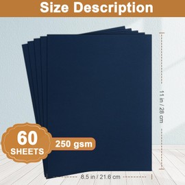 Silunkia 60 Sheets Navy Blue Cardstock 8.5 x 11 Heavyweight Paper, 250gsm/92lb Premium Printer Paper Card Stock for DIY Making Cards, Greeting Cards, Paper Crafting, Anniversary Card, Christmas Cards