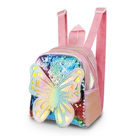 Energather Cute Mini Backpacks, PU Leather Tiny Backpack Small Backpack for Women, Sequinned Womens Mini Backpacks (pink)