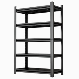 Local Stock 5 Lays Metal Garage Shelving Adjustable Storage Shelves Steel Industrial Design Rack Idealcolor: Black, size: 63.04''H*31.52''L*13.79''D
