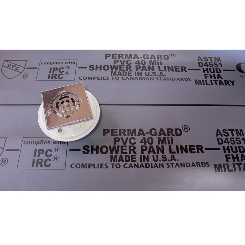 Shower Pan Liner 40 mil PVC Grey 6' x 9'