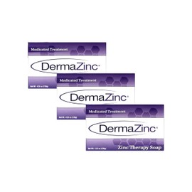 DermaZinc Therapy Soap, Zinc Soap for Skin, Skin Disorder Relief for Psoriasis, Dermatitis, Eczema, and Other Condition Symptoms (Pack of 3)
