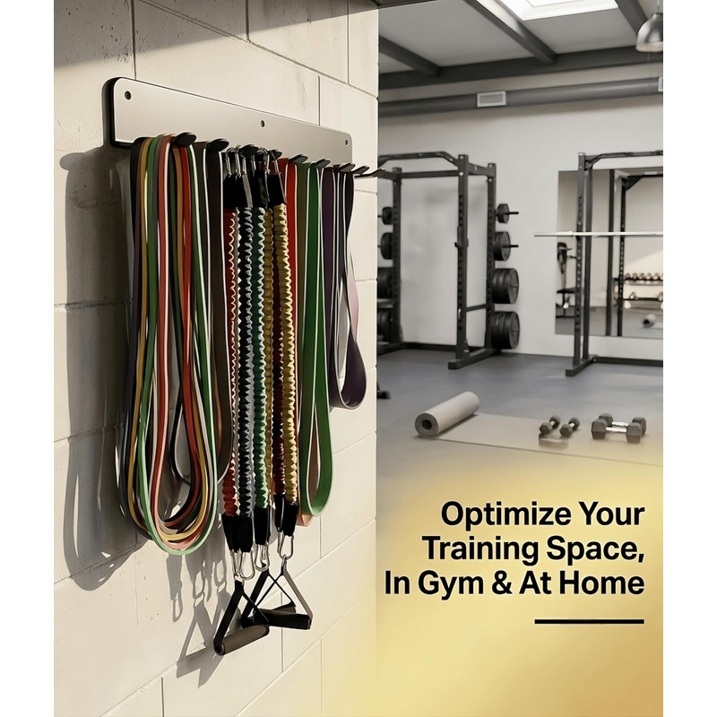 9 Hook Wall Mount Gym Storage Rack, Heavy-Duty Fitness Equipment