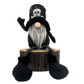 Admired By Nature ABN5D020R-BLK, Sitting Plush Tomte Gnome Swedish, Scandinavian Style Decor, Dangle Leg Shelf sitters, Reversible Sequin Color Home Décor, Black/Gold
