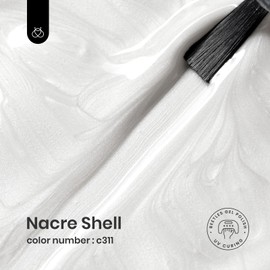Beetles Pearl White Gel Nail Polish, 15ml 0.5Oz Pearl Shimmer White Mermaid Pearlescent Shell Nail Gel Polish Soak Off Uv Led Curing Requires Manicure Salon DIY Home Gifts for Wome