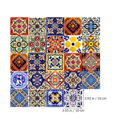 Artibetter 2sets Decorative Sticks for Home Décor Peel and Stick Mexican Tiles 4x4 Inches 24pcs*2