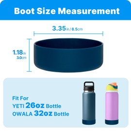 Bluwing Protective Silicone Boot for YETI Rambler Bottle 26oz, Silicone Sleeve for Owala 32oz, Anti-Slip Bottom Sleeve, BPA(Navy)