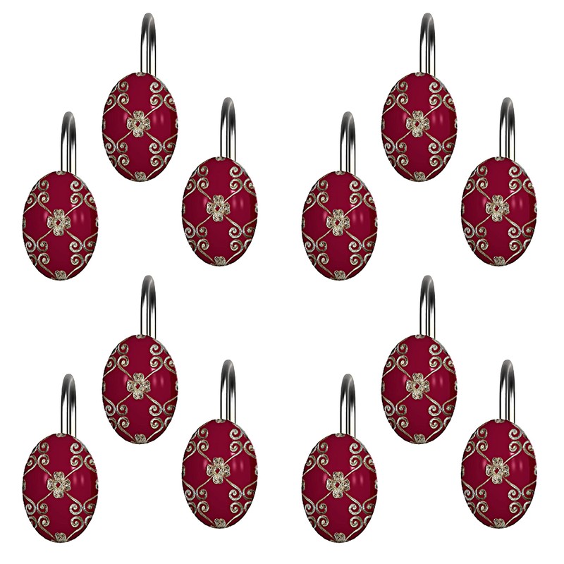 Popular Bath Shower Curtain Hooks, Vlegant Rosa Collection, Set of