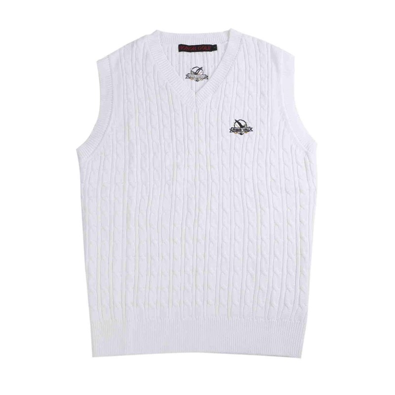 HONOR GOLF Men's V-Neck Knit Golf Vest, 100% Cotton, Plain,