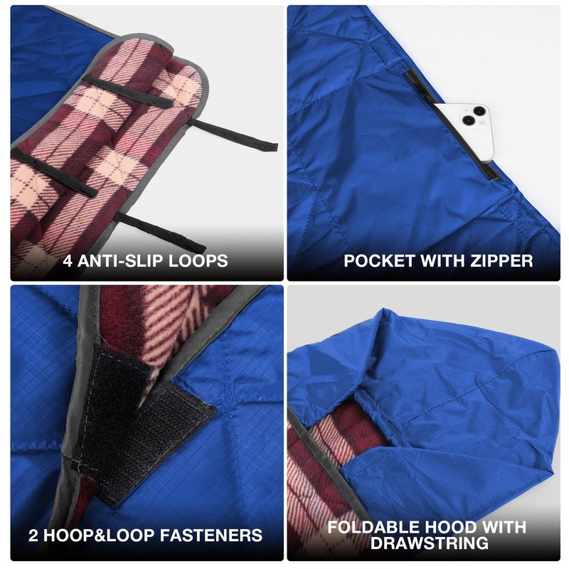 DUKUSEEK Waterproof Camping Blanket with Thick Fleece, Large Outdoor Blanket