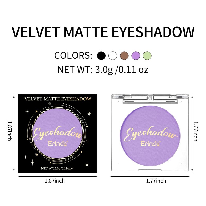 Erinde Single Purple Matte Eyeshadow Palette, Velvet Eye Shadow Compact