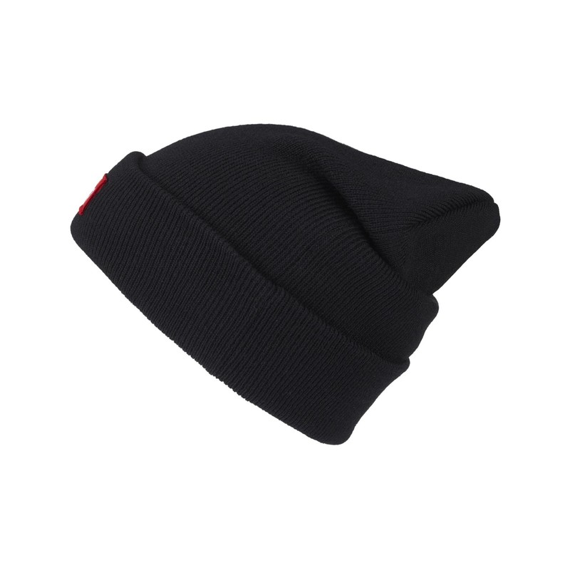 Nebelkind Herren Beanie Folded Patch Strickmütze Schwarz One Size