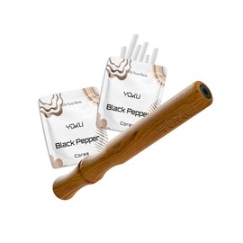 Wooden Aroma Inhaler with Essential Oil Flavored Cores - Scent: Sapelewood - Balck Pepper