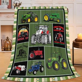 Tractor Blanket Farm Tractor Throw Blanket Gifts for Tractor Lovers Men Women Boys Girls Kids Adults Super Soft Cozy Plush Fluffy Fuzzy Fleece Blanket Decor 40''X50''