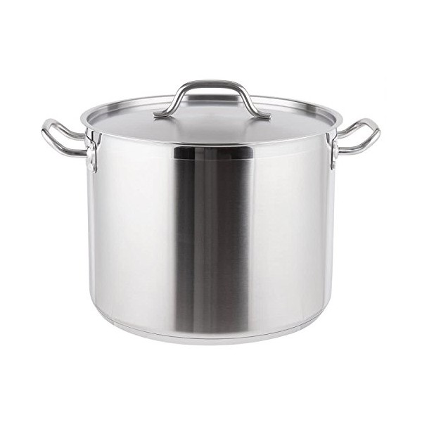 Royal Industries Classic Stock Pot with Cover, 24 qt, 13.4" x 10.2" HT, Stainless Steel, Commercial Grade - NSF Certified