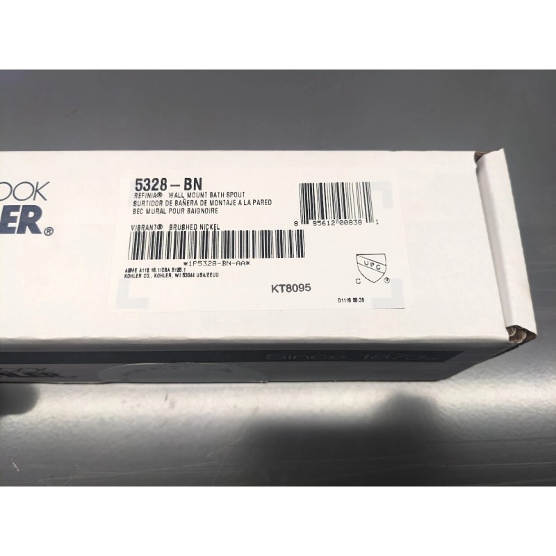 Kohler K-5328-BN Refinia Non-Diverter Bath Spout, Vibrant Brushed Nickel NEW