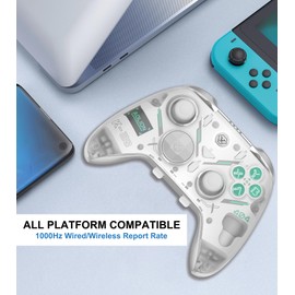 BLESSOURCE PC Controller,Bluetooth Controller with Hall Triggers,Hall Joysticks,RGB Light,for PC/Switch/iOS/Android 1000mAh with Charging Dock.