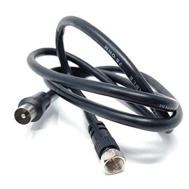 DRUT 1m RF TV Aerial Male to F Type Connector Male Plug Coaxial Coax Cable, Lead, 75 Ohm, 3C-2V (3.3ft, Black Nickel Conectors)