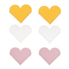 Lilaly 6 Pcs Leather Heart Bookmarks, Book Accessories for Women, Kids,Gifts for Book Lovers （Yellow * 2 & Pink * 2 & White * 2）