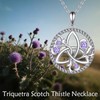 CRMAD Celtic Necklace for Women Trinity Knot Scottish Thistle Pendant