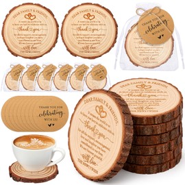 50 Sets Wedding Favor Gift for Guest Natural Pine Wood Coaster,Thank You