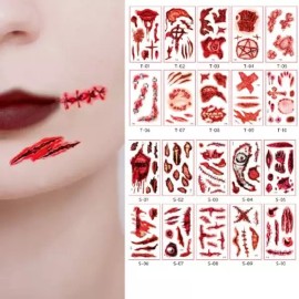 (이거찜) 타투 스티커 좀비 분장 (5+5) 10장세트 yuk3+8WNv (This is a steam) Tattoo Sticker Zombie Makeup (5+5) 10 Sheets Set [Halloween Tattoo Sticker Set A]