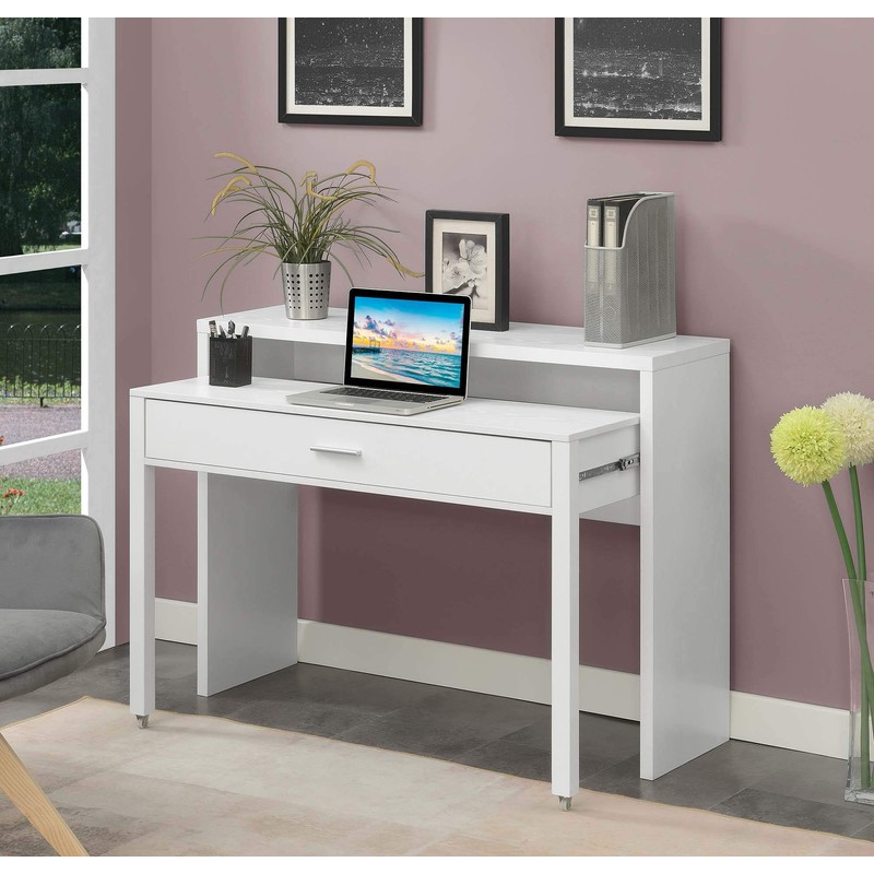 Convenience Concepts Newport JB Console/Sliding Desk with Drawer and Riser,