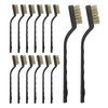 12 Pcs Mini Wire Brushes, Plastic Handles Brass Wire Brush