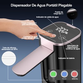 OCCULO Dispensador De Agua Automatico, Dispensador De Agua Eléctrico, Mesa Y Cubo De Doble Uso, Pantalla TáCtil Inteligente, 3 Niveles De Salida De Agua, Negro
