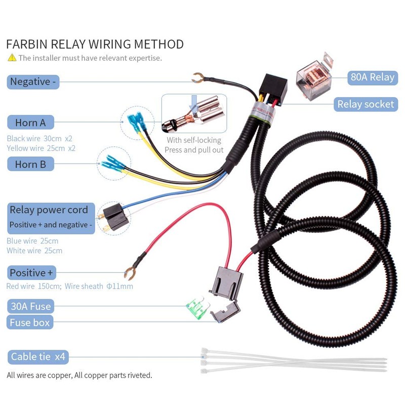 FARBIN 12V Electric Air Horn Kit for Truck, Car, SUV,