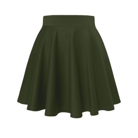 Hybrid & Company Women Basic Versatile Skirts Stretchy Flared Mini Skater Skirt KSK43590 1073T Olive XS