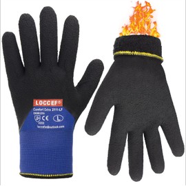 LOCCEF 2 Pairs Winter Work Gloves for Men and Women, Freezer Gloves for Work Below Zero, Thermal Insulated, Super Grip (Blue, 11/XXL)