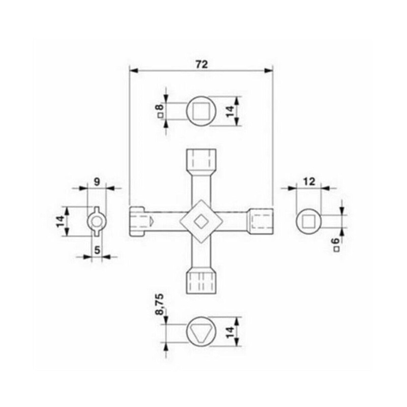 paymali Universal Key Square Triangular Control Cabinet Key Cross Key