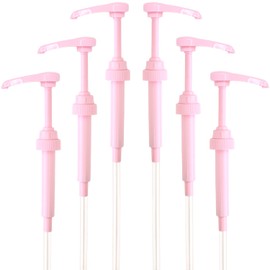 Pink Coffee Syrup Pump for 750 ml Bottles (Pack of 6) Fits Jordans Skinny, Torani, DaVinci, Upouria and (Monin 1 Liter Plastic Bottles Only)