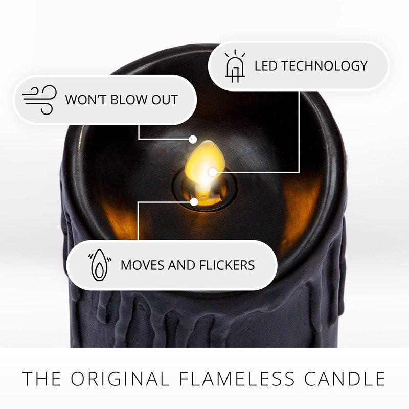 Luminara Wax Drip Flameless LED Candle, Black 3" x 4.5",