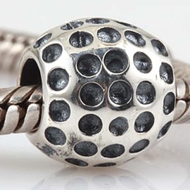 Abalorio de golf de plata de ley 925 con abalorios deportivos para pulsera de abalorios