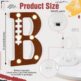 Realspring Woodland Greenery Centerpieces Baby Marquee Light up Sign Letters 8.26'' Babe Shower Letter Battery Operated Gender Reveal Birthday Party Decor for Home Table(Football Boy,Brown)