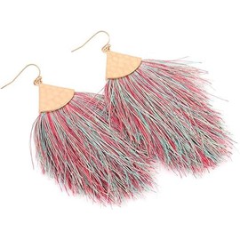 Tassel Earrings Feather Earrings Bohemian Silky Thread Fan Fringe Tassel Statement Earrings Lightweight Jewelry Gift