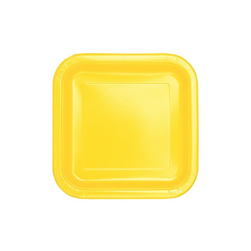 Unique Party 30841 - 23cm Square Soft Yellow Party Plates,