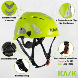 KASK Superplasma HI VIZ Safety Helmet with Rotating Wheel, Reflective Stripes, EN 397, Colour: Orange